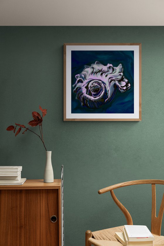 VOYAGE- a digital abstract sea shell snail shell painting, giclee print, different sizes