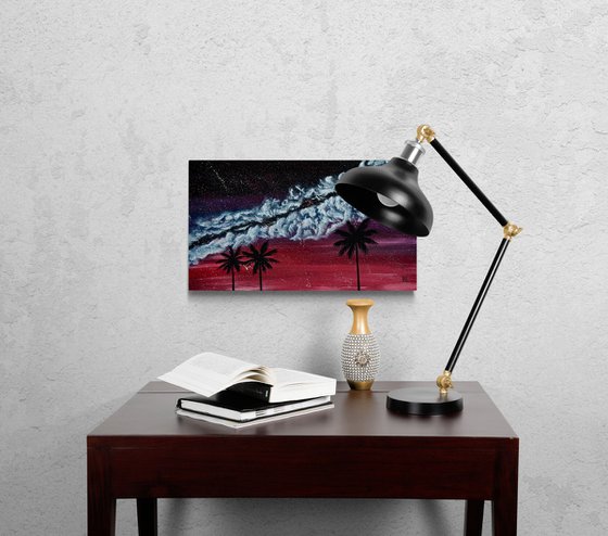 Mystic plum sky with clouds