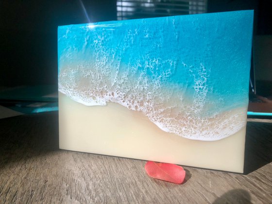 White Sand Beach #25 Miniature Ocean Painting Gift idea