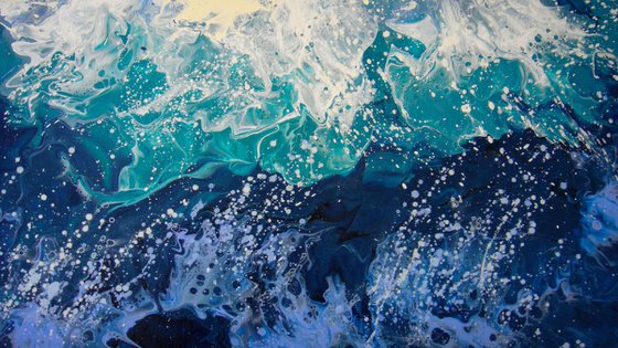 47.2” Seascape “Wave” LARGE Original Painting