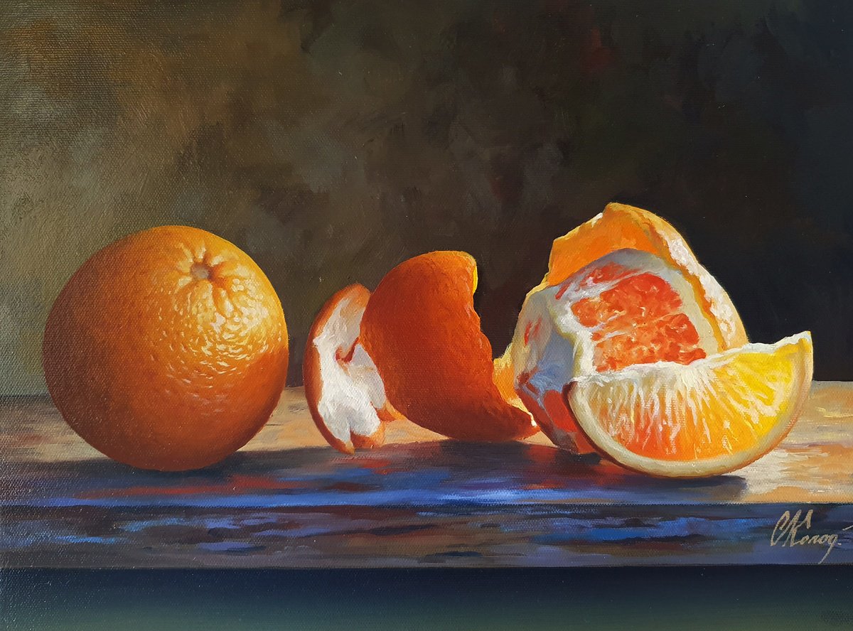 Photorealistic Oil Painting , Still Life With Orange/37 By Kolodyazhniy Sergey, 16 X 12, Artwork For Sale On Artfinder