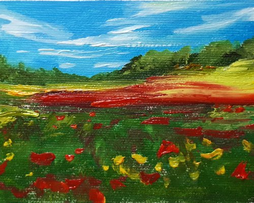 Poppies field IV /  ORIGINAL OIL PAINTING by Salana Art Gallery
