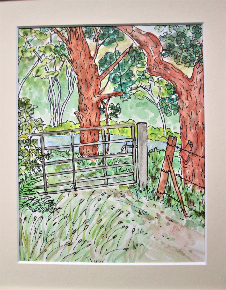 GATEWAY TO HOLIDAYS, Original Pen and Wash by Marjan