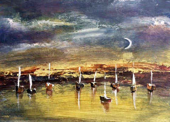 GOLDEN SAILING     MOUNTED PAINTING