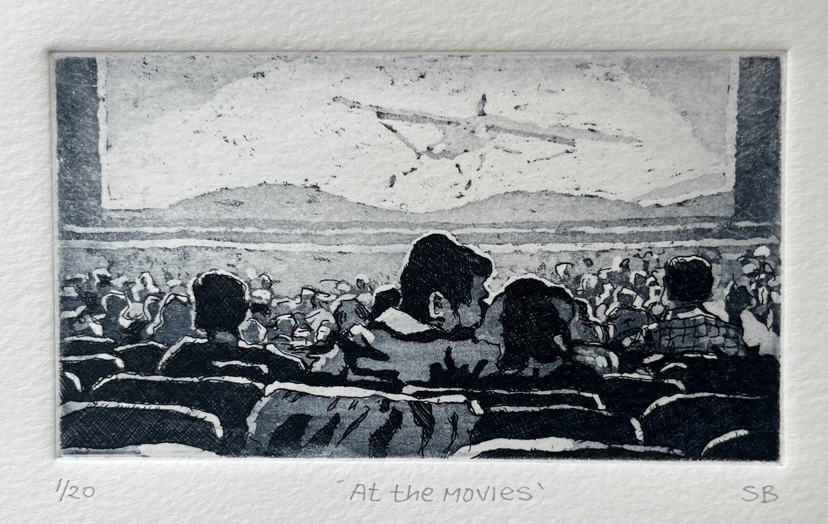 Portrait Etchings & Engravings By Stephen Brook, 5 X 3", At The Movies, Original Artwork