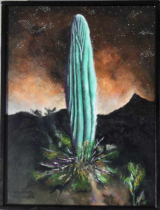 Saguaro at night