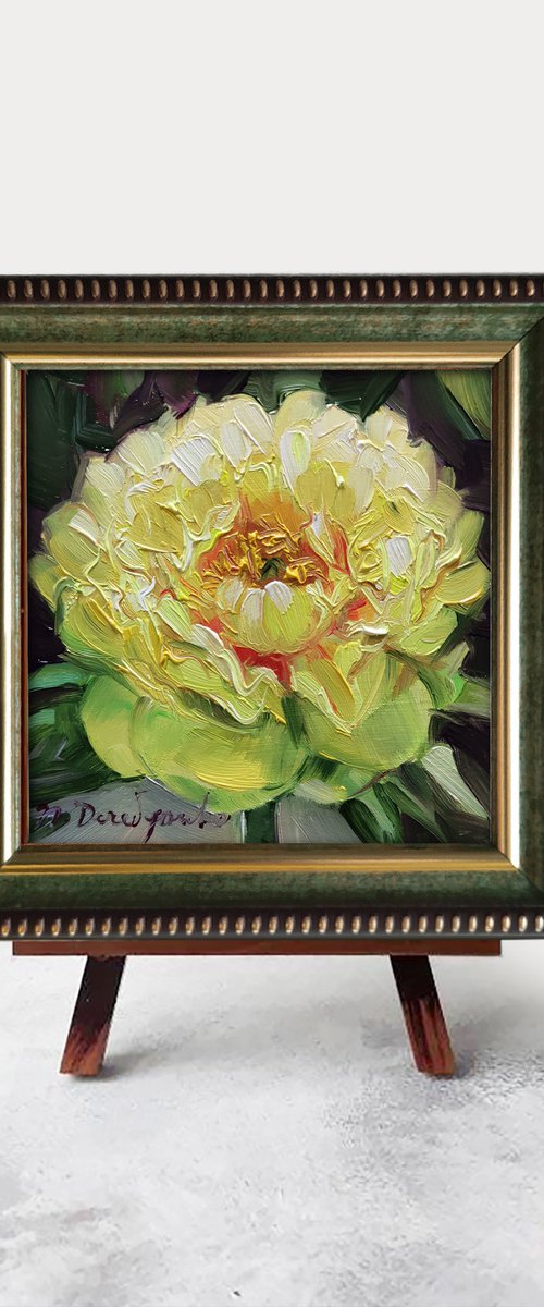 Yellow unique peony by Nataly Derevyanko