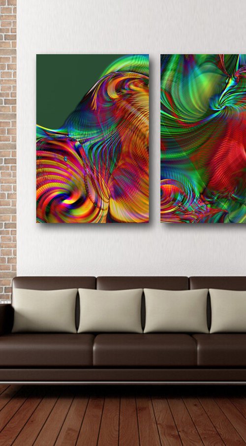 Espirales/XL large triptych set of 3 panels by Javier Diaz