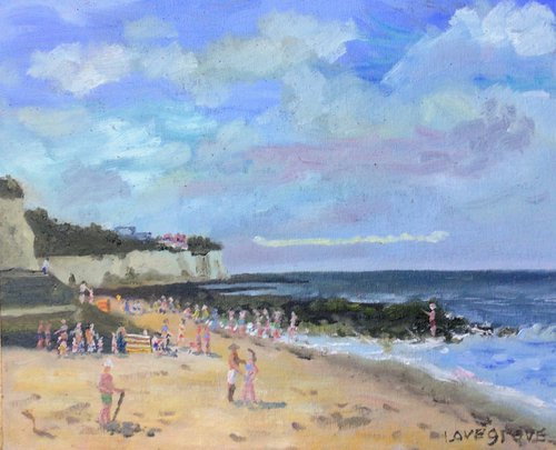 Stone Bay, Broadstairs beach. Oil painting by Julian Lovegrove Art
