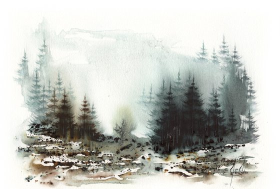 Places XXXIII - Watercolor Pine Forest