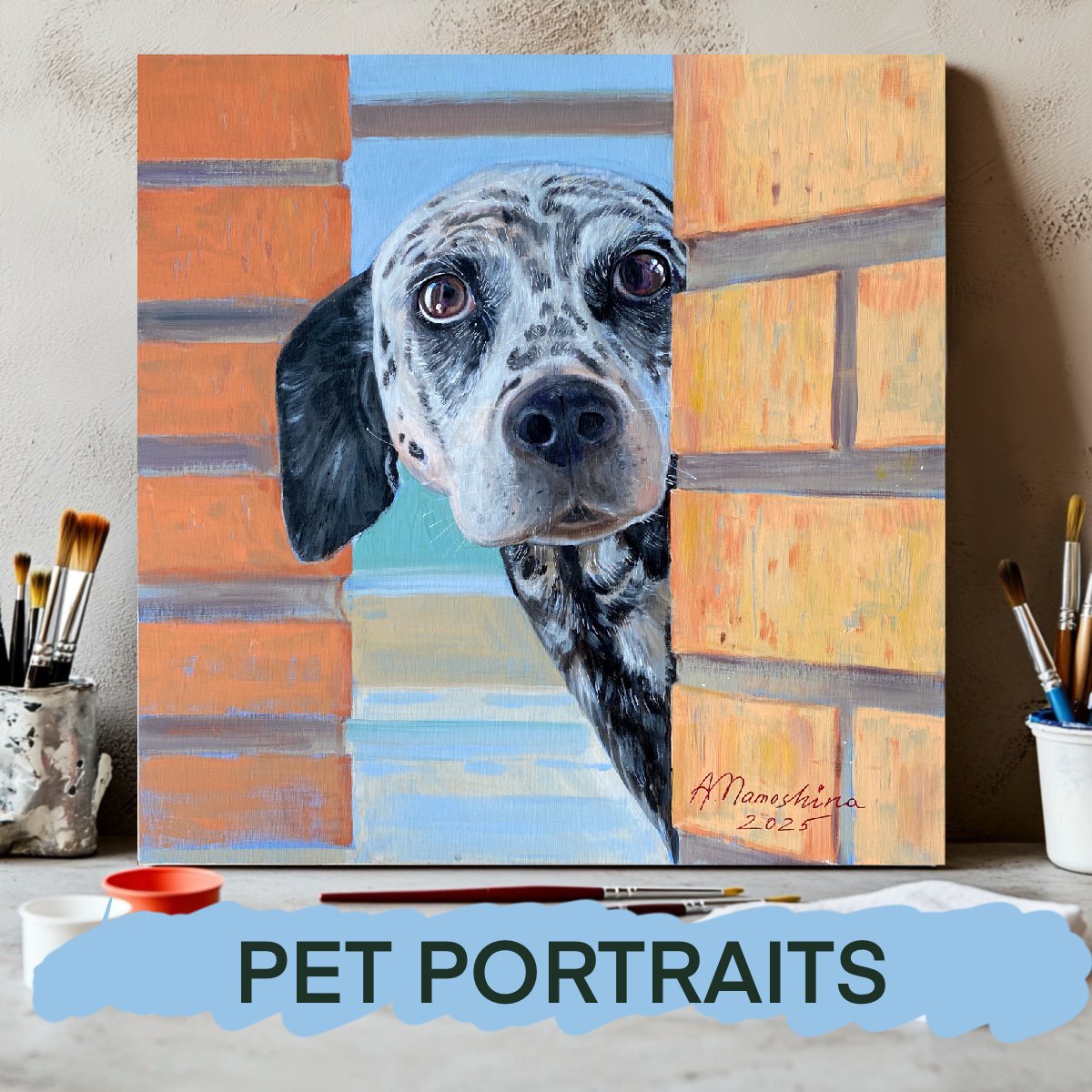 Photorealistic Animal Acrylic Painting By Anastasia Mamoshina, 20 X 20, Pet Portrait Commissions, Original Artwork