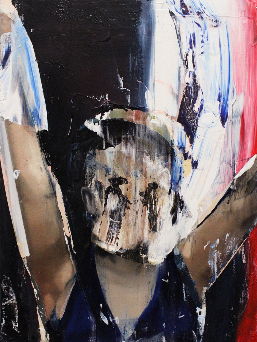 Expressive Portrait Oil Painting By Milos Hronec, 16 X 21", She Feels Alive, Original Artwork