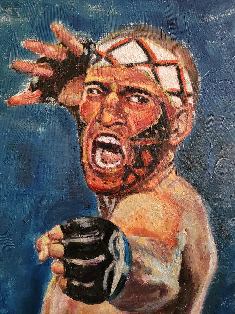 The UFC Fighter Alex Perreria, The Archer, Contemporary, Original OIl Painting by QI Debrah