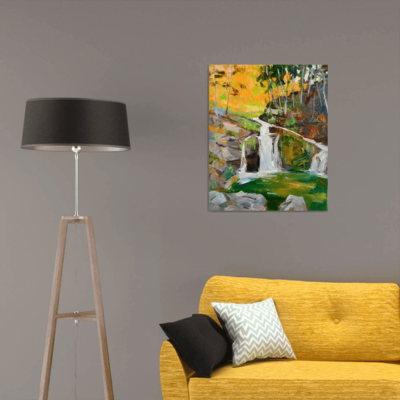 Mountains River Painting Forest Original Oil Painting Oil on Canvas