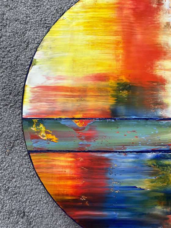 "Coming Full Circle" - Save As A Series - Original PMS Oil Painting Diptych On Circular Wooden Panels - 36 x 18 inches