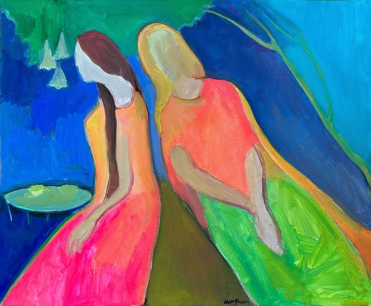 Expressive Abstract Oil Painting By Arun Prem, 24 X 20, Unspoken, Original Artwork