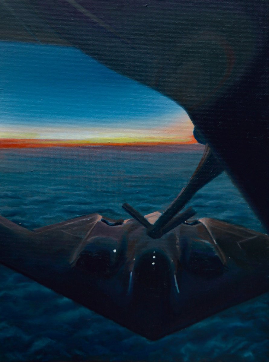 Photorealistic Transport Oil Painting By Roman Sedlak, 7 X 9", B-2 Spirit, Original Artwork