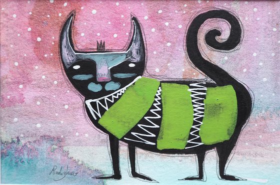 Baby it's cold outside - funny cat art