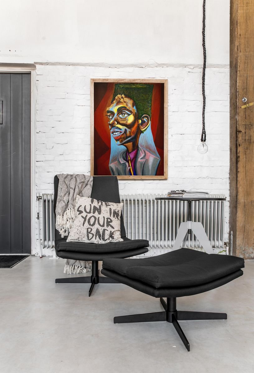 Abstract Portrait Acrylic Painting By Kimi Kaa, 30 X 40", Theodore "Teddy" Marcus Edwards (Jazz Series), Original Artwork