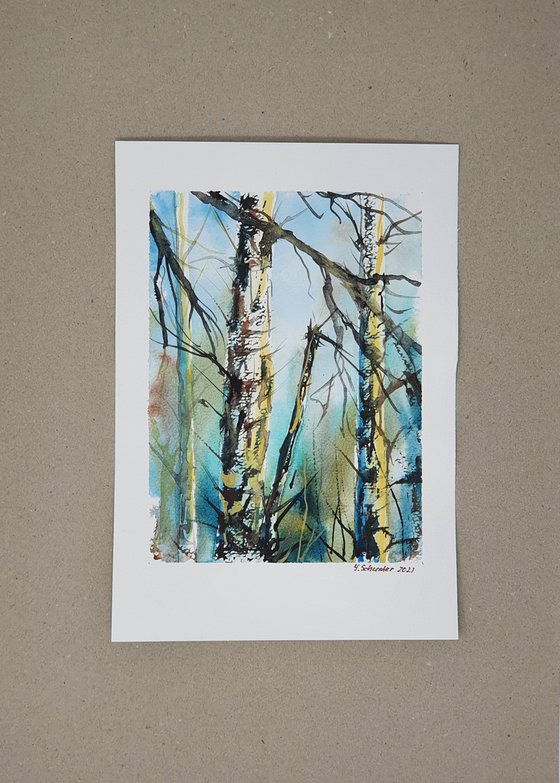 9/20 ORIGINAL WATERCOLOR painting. Trees series