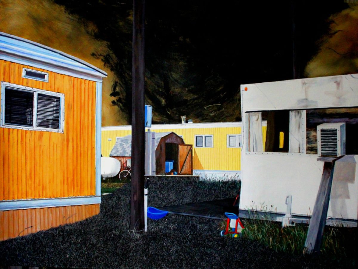 Photorealistic Landscape Oil Painting By Ken Vrana, 48 X 36", Old Dime, Tx, Original Artwork