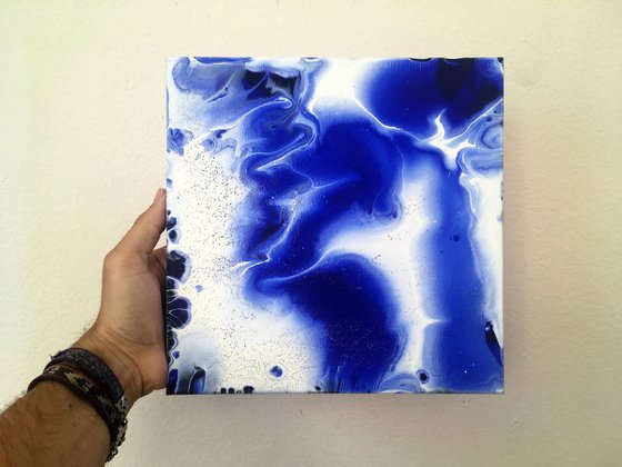 "Electric Blue - SPECIAL PRICE - Original Abstract PMS Acrylic Painting - 10 x 10 inches