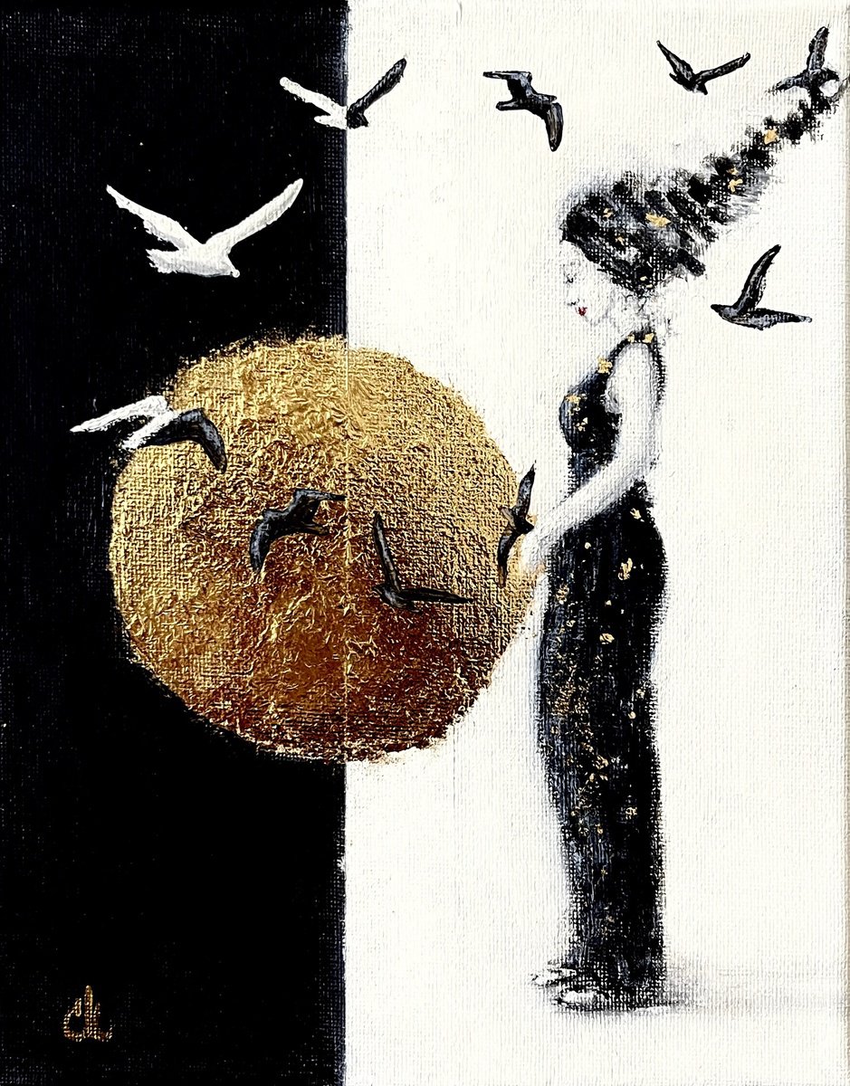 Surrealistic Portrait Painting By Cristina Mihailescu, 8 X 10, Delicious Ambiguity, Original Artwork