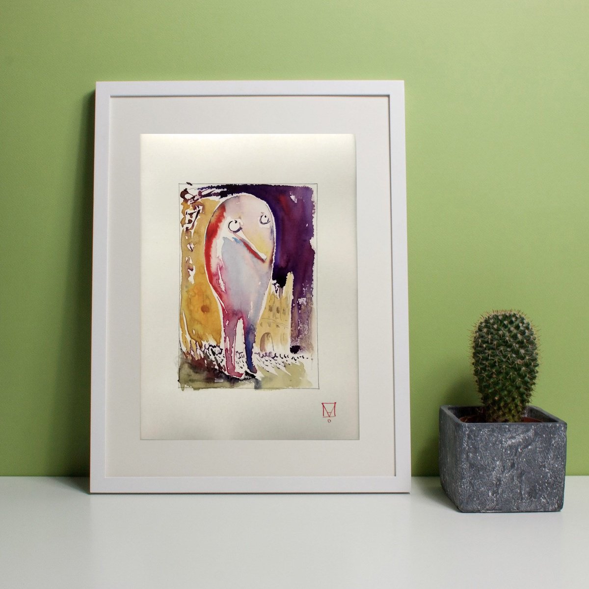 Impressionistic Animal Drawing By Marya, 5 X 7", "Summer 43", Original Artwork