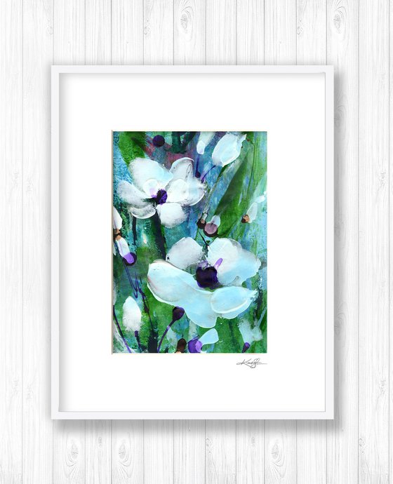 Abstract Floral Collection 5 - 3 Flower Paintings in mats by Kathy Morton Stanion