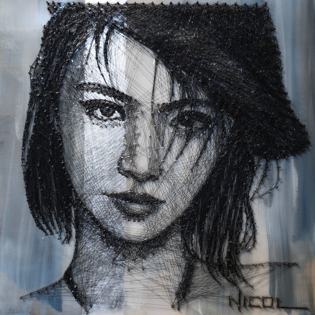 Expressive Portrait Painting By Nicol Vacaru, 20 X 20", Keyko, Original Artwork