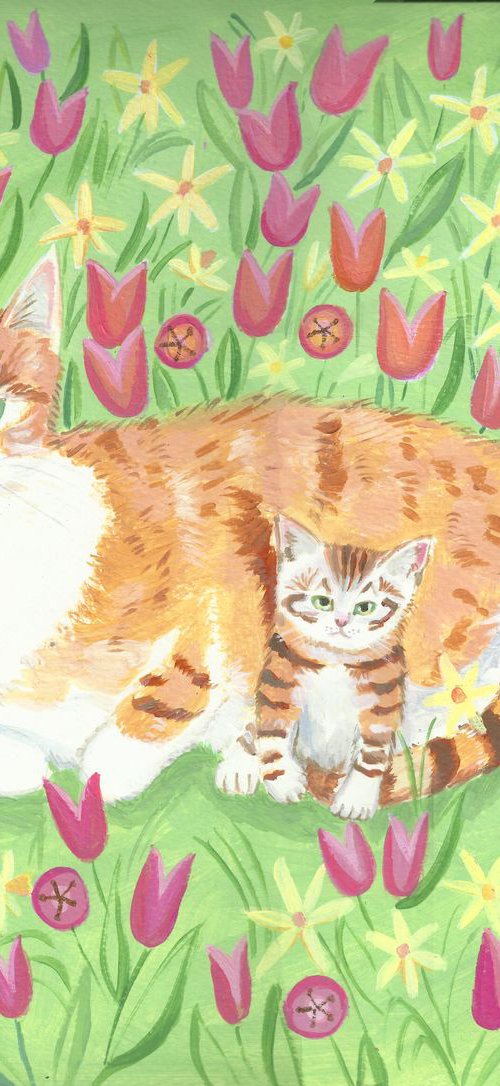 Cat with kitten by Mary Stubberfield