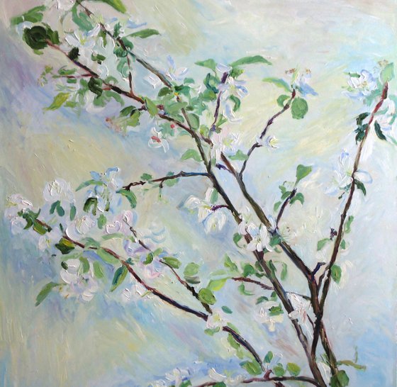 Apple tree branch. Oil on MDF. 61 x 72 cm