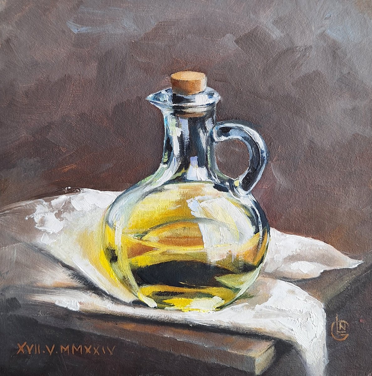 Glass Oil Bottle by Natalia Langenberg