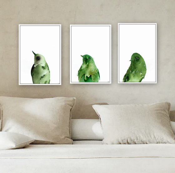 Set of 3 Bird paintings.