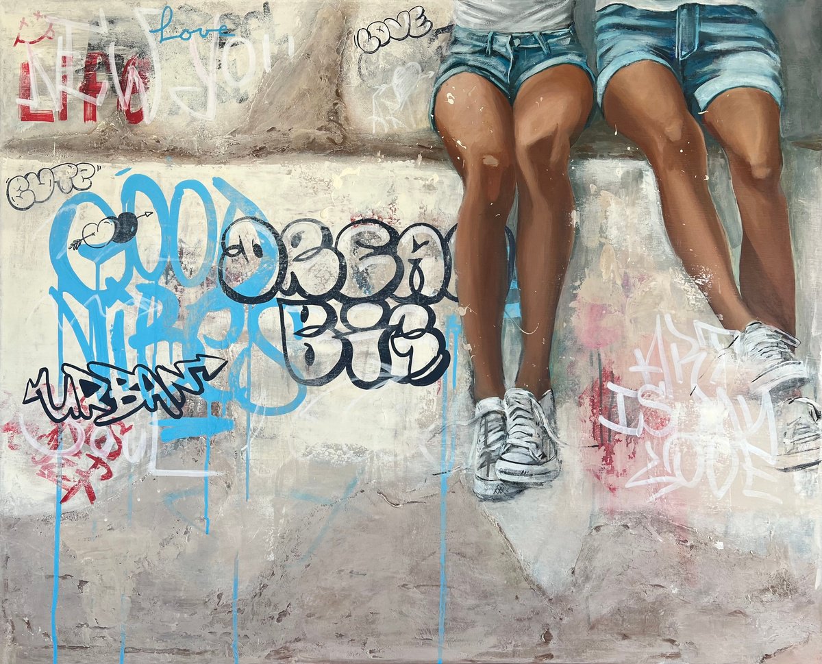 Expressive Portrait Acrylic Painting By Olesya Izmaylova, 39 X 32", Echoes Of Us, Original Artwork