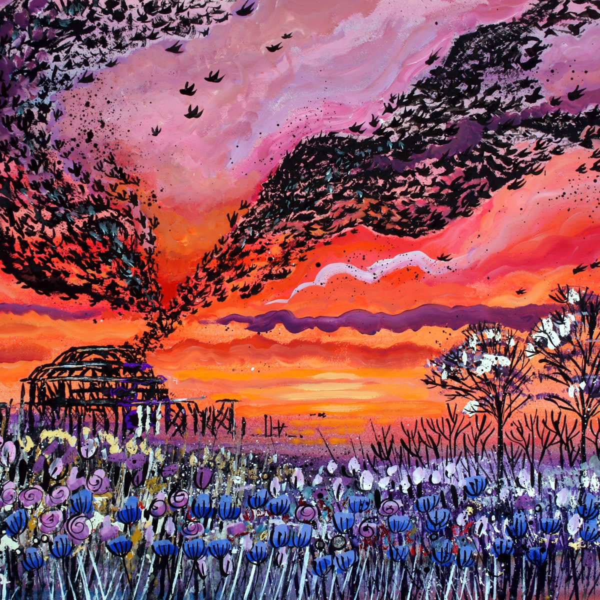 Murmuration over the Pier by Julia Rigby