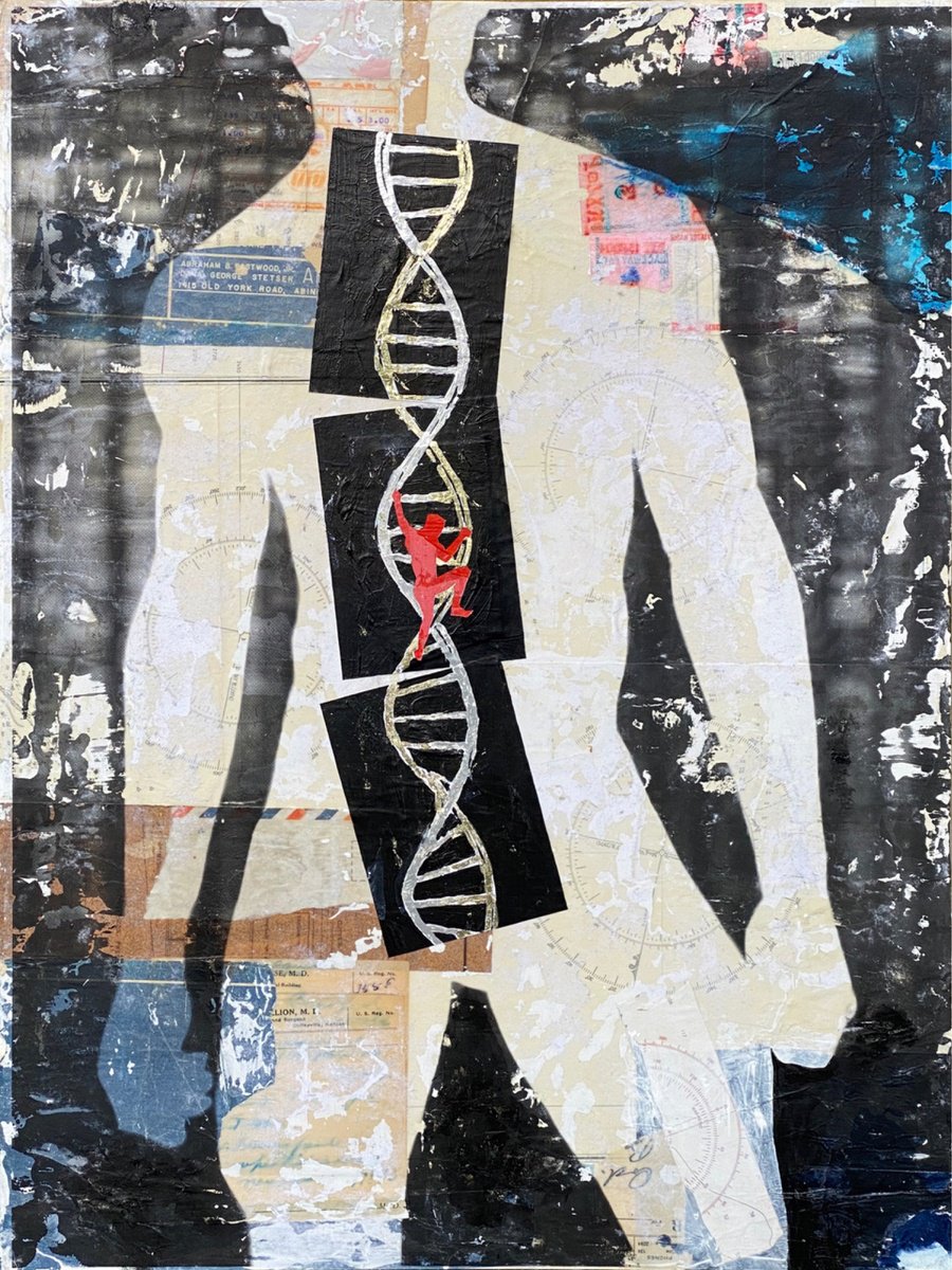 Portrait Collage By Adam Collier Noel, 18 X 24, Crystalline Dna, Original Artwork