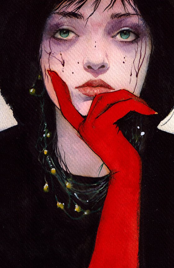 Girl with Red Gloves