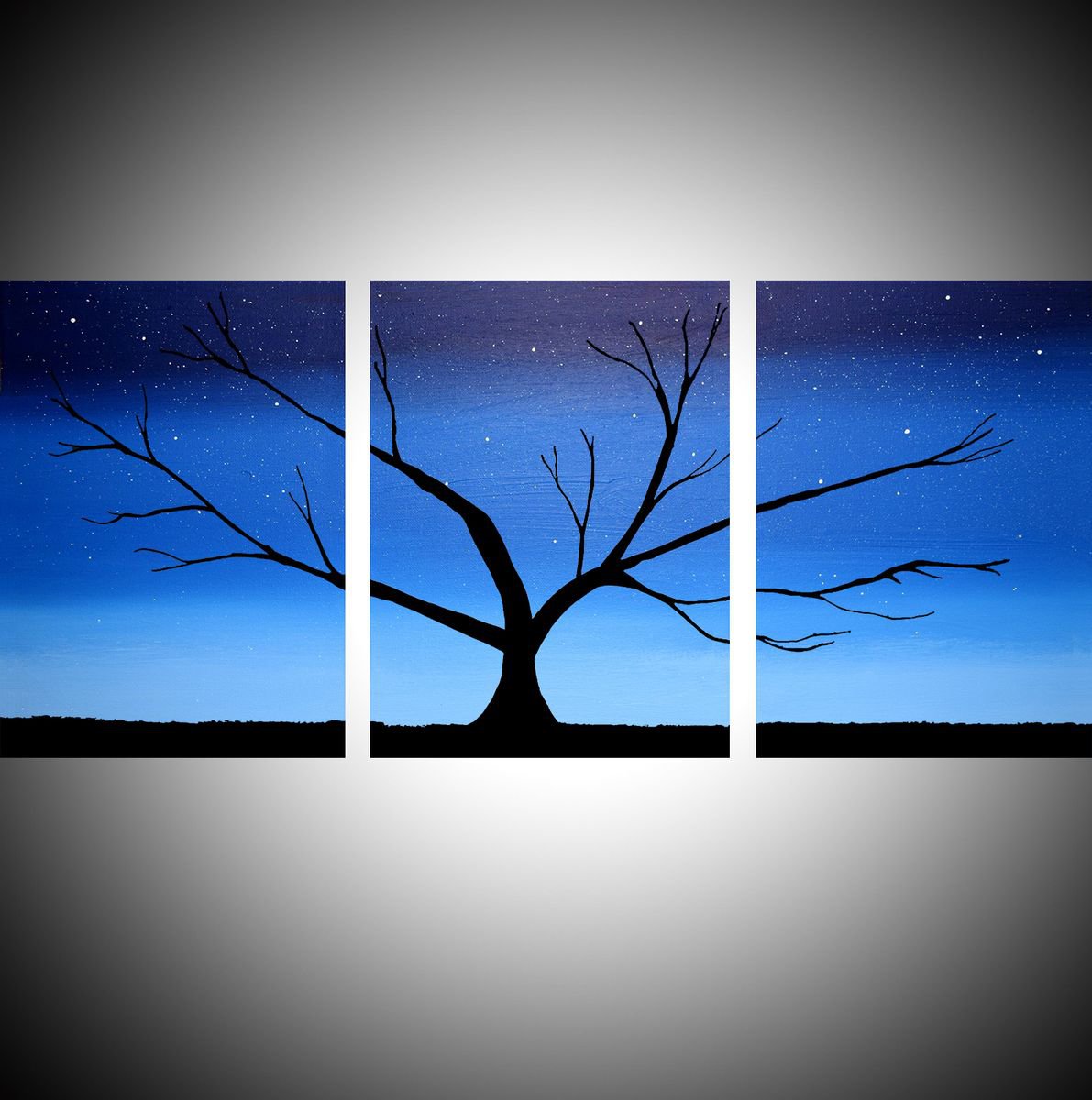 triptych 3 panel wall art color blue landscape i | Artfinder