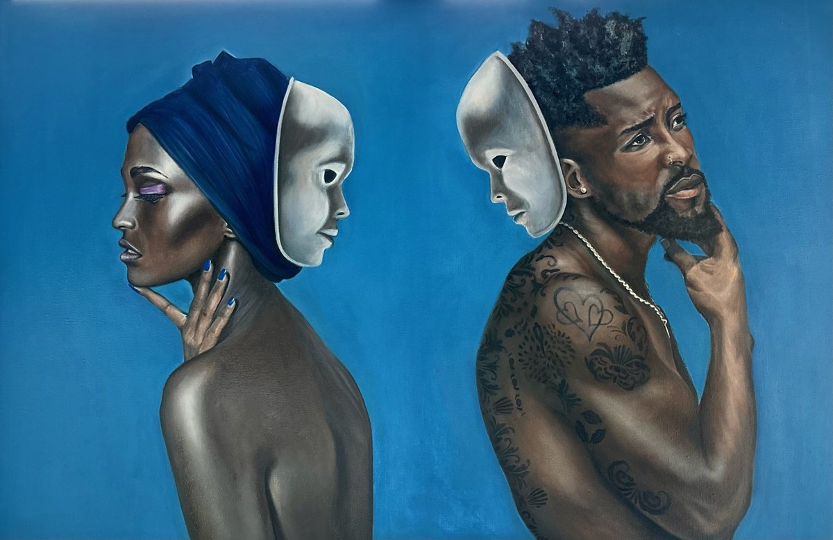 Expressive Portrait Oil Painting By Conny Roels, 59 X 39, Genuine, Original Artwork