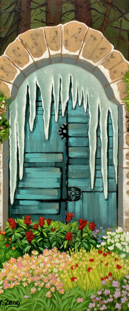 Winter gate in summer garden by Yue Zeng