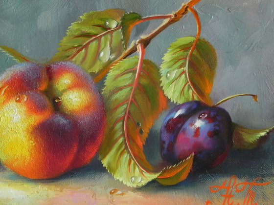 "Fruit still life" Oil on canvas Original art Kitchen decor