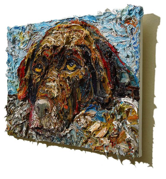 Original Oil Painting Abstract Expressionism Impressionism Dog