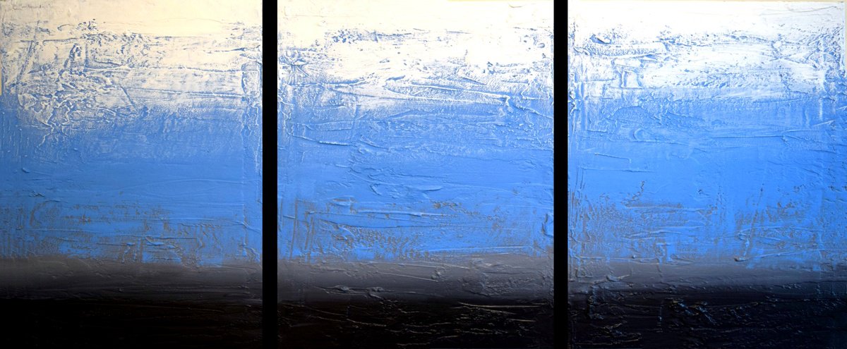 Abstract Acrylic Painting By Stuart Wright, 48 X 20", Ice Blue, Original Artwork