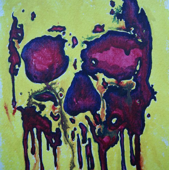 Melting Skull. Watercolour sketch on paper.