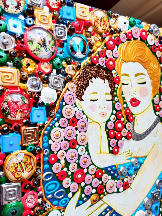 Mother and son (Klimt inspired). Mosaic love gift