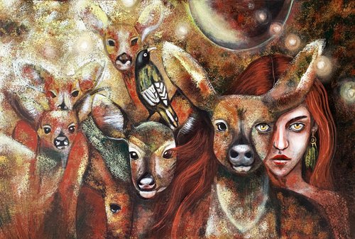 Painting | Acrylic | In memory of the roe deer by Vilma Krivicke