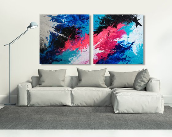 Color Storm IV Diptych (205 x 100 cm) XXXL (82 x 40 inches)