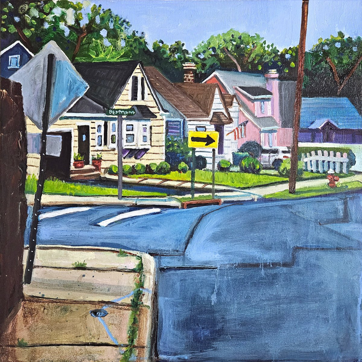 Impressionistic Cityscapes Oil Painting By Shelton Walsmith, 20 X 20", Vauxhall @ Bertram Terrace, Original Artwork