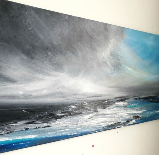 Seascape, Come Rain or Shine  - Panoramic, XL, Modern Art Office Decor Home